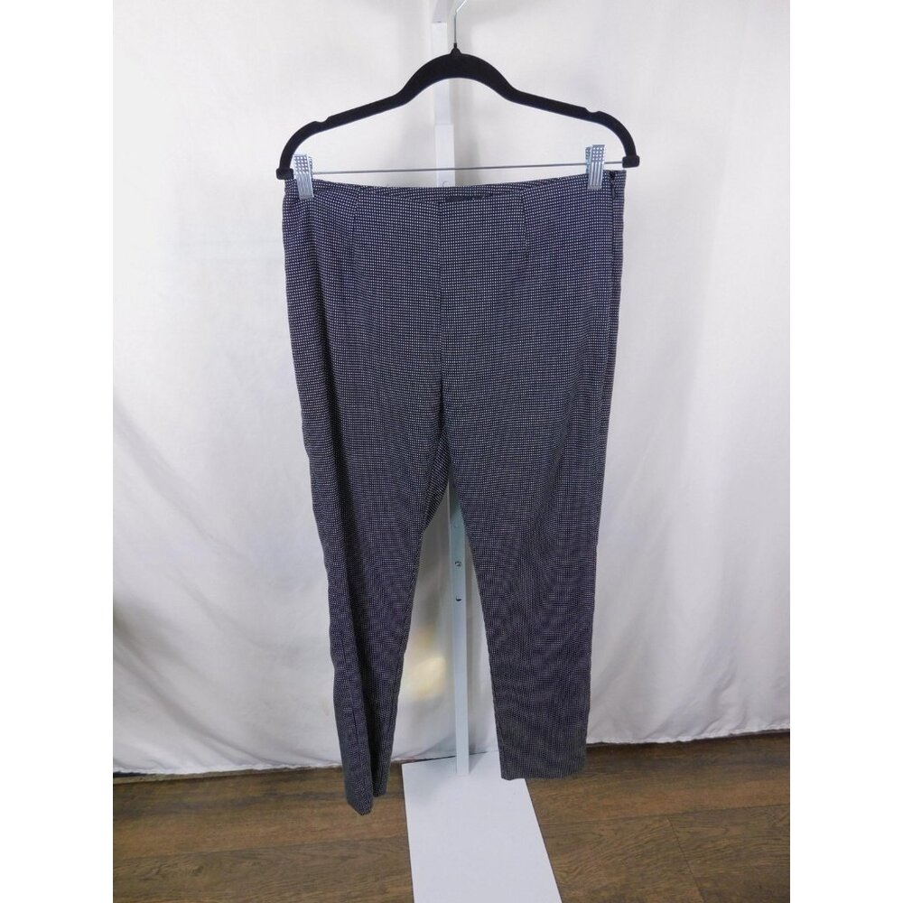 Eric Signature Dress Pants Womens 8 Black White Micro Dot Side Zip Stretch Ankle